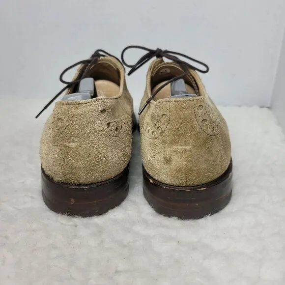 Vtg Cole Haan Mens Oxford Shoes Size 9.5 Tan Suede Wingtip Danite Sole