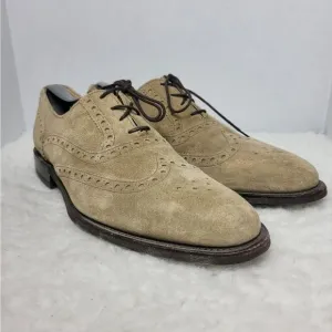 Vtg Cole Haan Mens Oxford Shoes Size 9.5 Tan Suede Wingtip Danite Sole