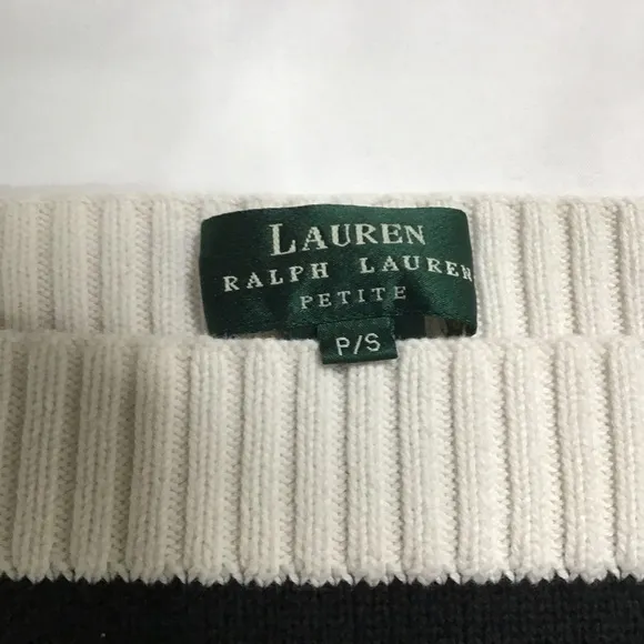 Vtg Lauren Ralph Lauren Sweater Size Small Striped Boat Neck Black White Classic