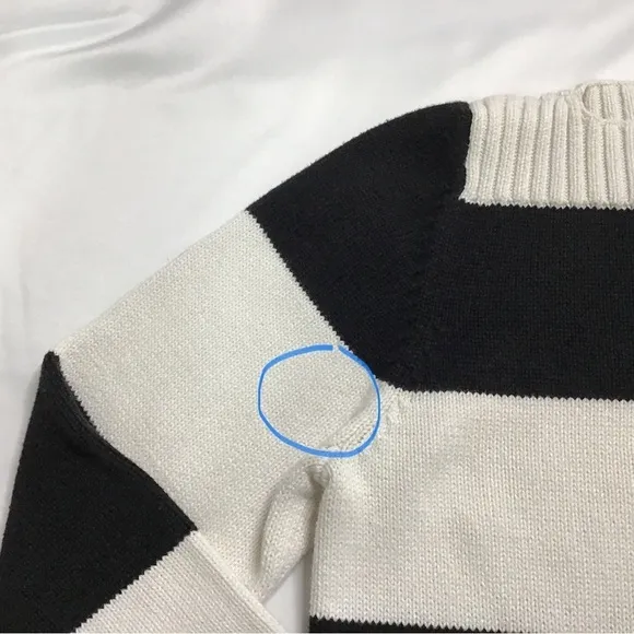 Vtg Lauren Ralph Lauren Sweater Size Small Striped Boat Neck Black White Classic