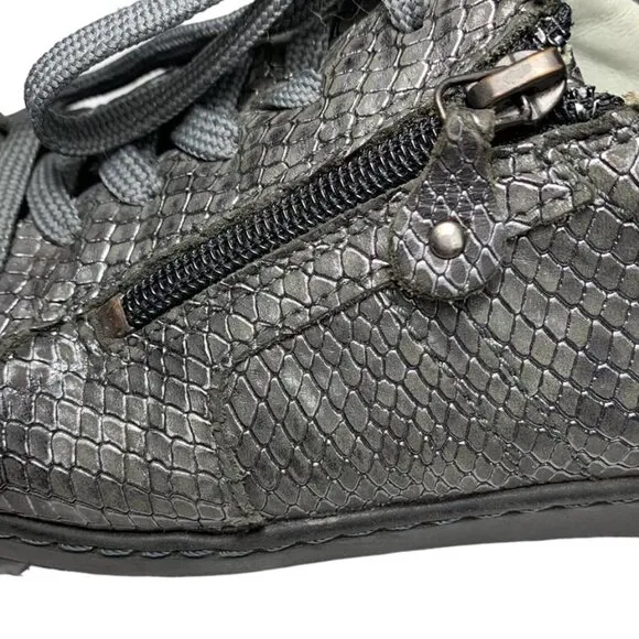 WALDLAUFER charcoal snake embossed sneaker