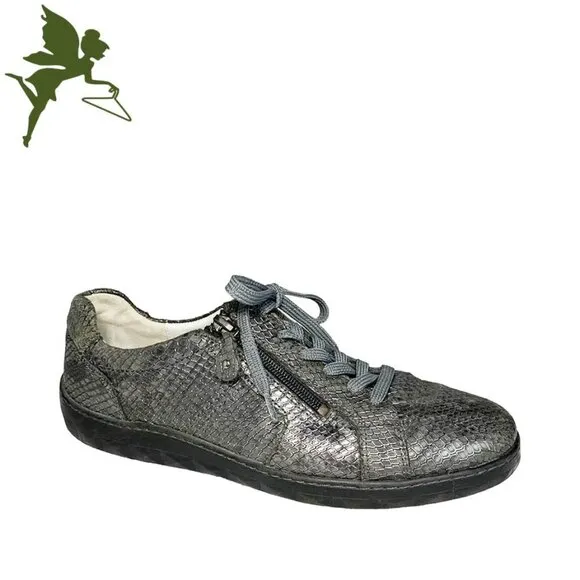WALDLAUFER charcoal snake embossed sneaker