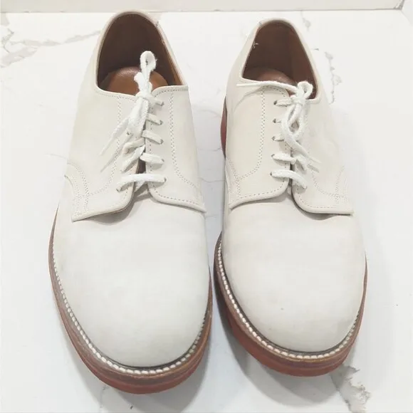 Walk Over Men's Ivory Buck Suede Leather Saddle lace up Oxford Shoes size 10.5