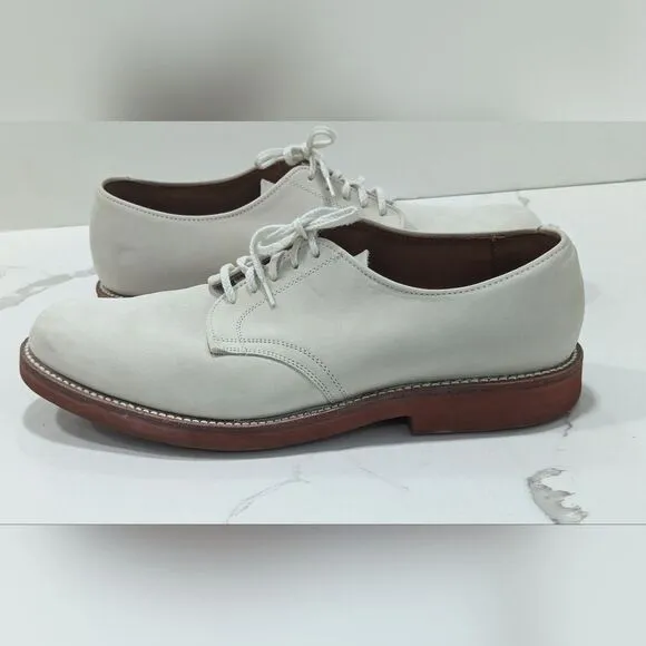 Walk Over Men's Ivory Buck Suede Leather Saddle lace up Oxford Shoes size 10.5
