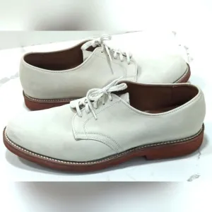 Walk Over Men's Ivory Buck Suede Leather Saddle lace up Oxford Shoes size 10.5