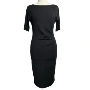 Weekend Max Mara Size Large Jersey Boat Neck Short Sleeve Dress Black Drape Soft