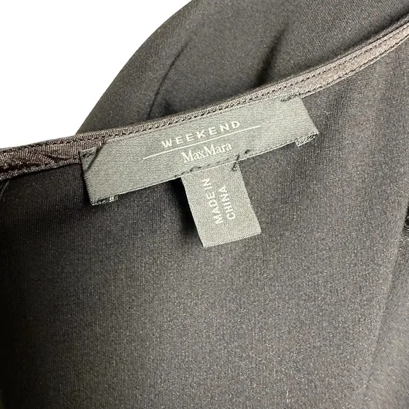 Weekend Max Mara Size Large Jersey Boat Neck Short Sleeve Dress Black Drape Soft