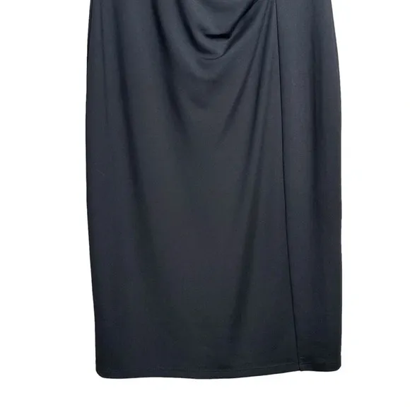 Weekend Max Mara Size Large Jersey Boat Neck Short Sleeve Dress Black Drape Soft