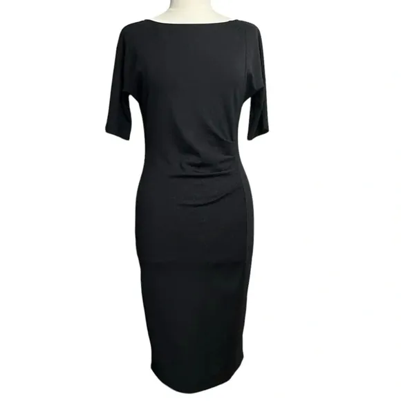 Weekend Max Mara Size Large Jersey Boat Neck Short Sleeve Dress Black Drape Soft