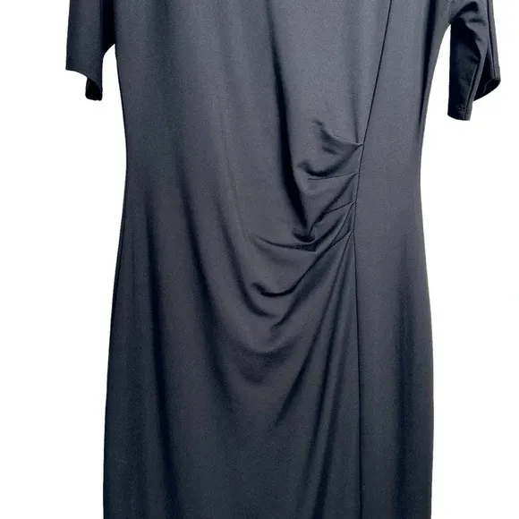 Weekend Max Mara Size Large Jersey Boat Neck Short Sleeve Dress Black Drape Soft