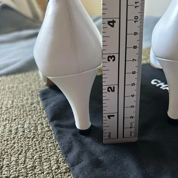White Chanel shoes with black details, classic Chanel shoes for women