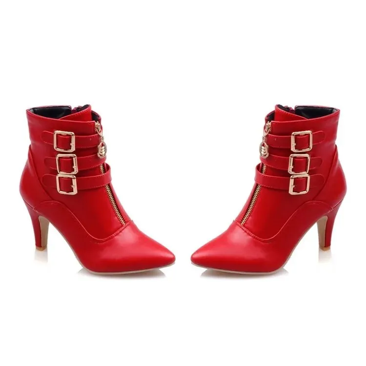 Winter Equestrian Style Pointed Toe Ankle Boots