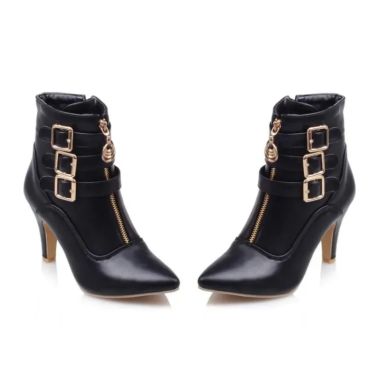 Winter Equestrian Style Pointed Toe Ankle Boots