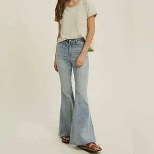 Wishlist Flare Leg Denim Jeans Wide Bell Bottom Western Boho Lightwash Stretch