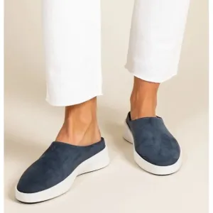 WOLF &amp; SHEPHERD Cruise Mule Shoes Navy Suede Nubuck Slip On Casual Athleisure 8