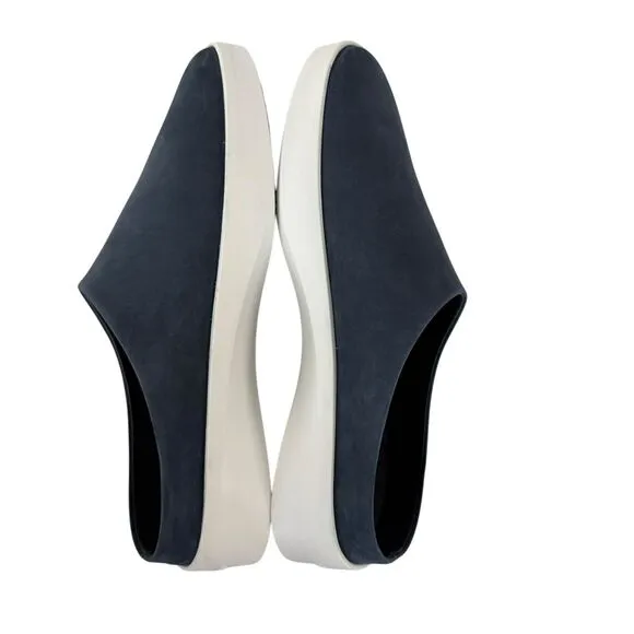 WOLF &amp; SHEPHERD Cruise Mule Shoes Navy Suede Nubuck Slip On Casual Athleisure 8