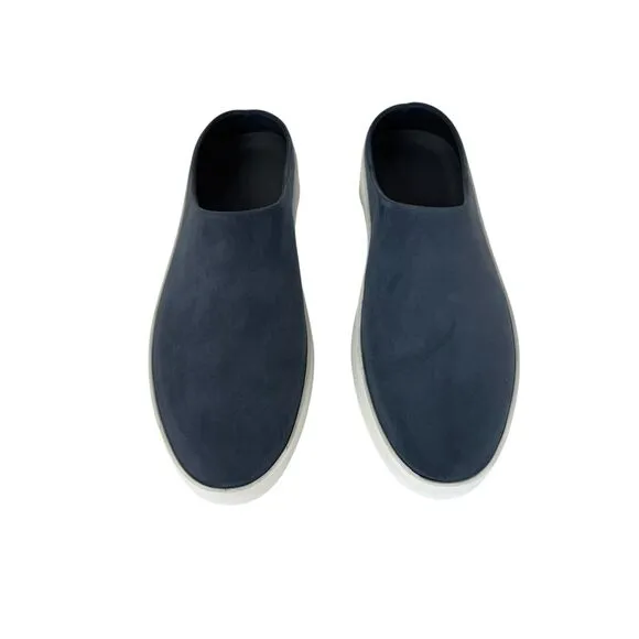 WOLF &amp; SHEPHERD Cruise Mule Shoes Navy Suede Nubuck Slip On Casual Athleisure 8