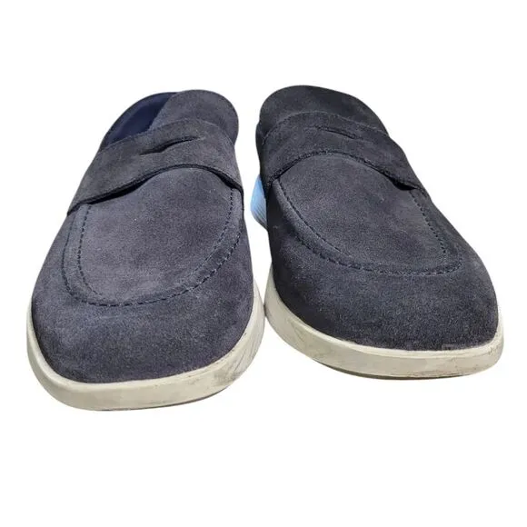 Wolf &amp; Shepherd Crossover Loafer Leather Sneaker Navy Blue &amp; White, Size 11