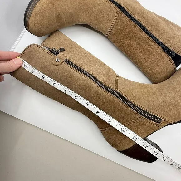 Wolky Delvina 8 Block‎ Heel Tall Suede Leather Boots EU 39 Camel Comfort