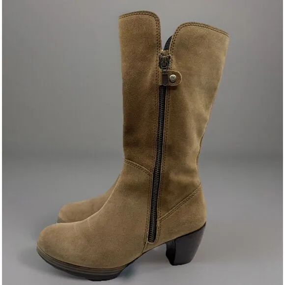 Wolky Delvina 8 Block‎ Heel Tall Suede Leather Boots EU 39 Camel Comfort