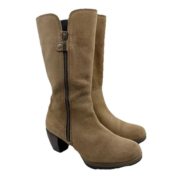 Wolky Delvina 8 Block‎ Heel Tall Suede Leather Boots EU 39 Camel Comfort