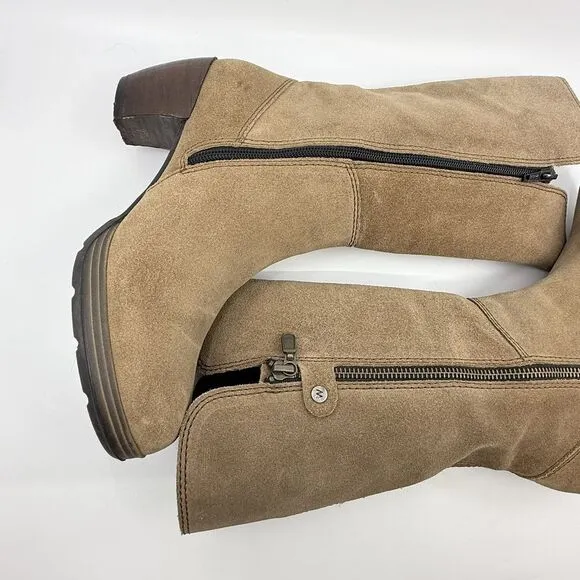 Wolky Delvina 8 Block‎ Heel Tall Suede Leather Boots EU 39 Camel Comfort