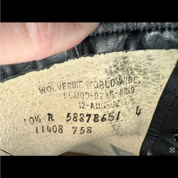 Wolverine Black Military Combat Boots - Vintage Aug 1992. Men’s 10.5R.