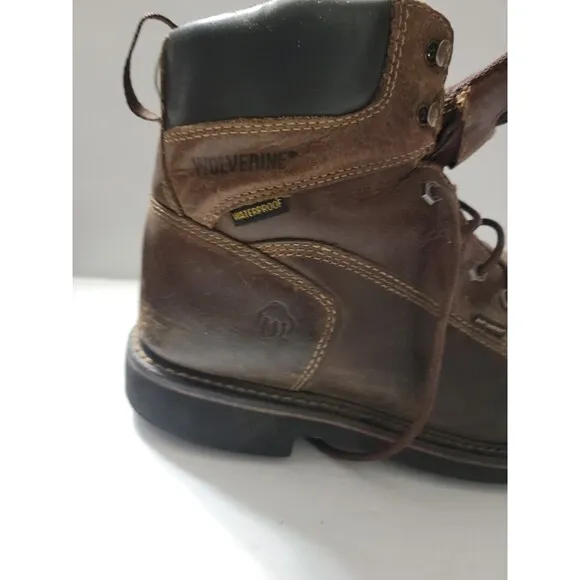 WOLVERINE MEN'S W10315 BROWN LEATHER WATERPROOF CABOR EPX WORK BOOTS SIZE 12 EW