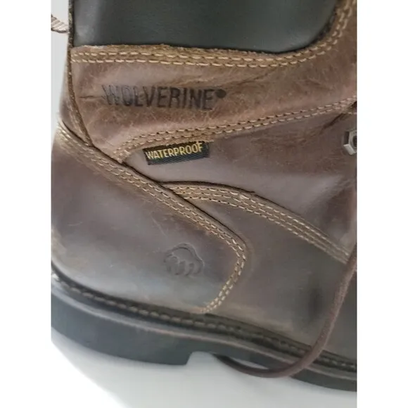WOLVERINE MEN'S W10315 BROWN LEATHER WATERPROOF CABOR EPX WORK BOOTS SIZE 12 EW