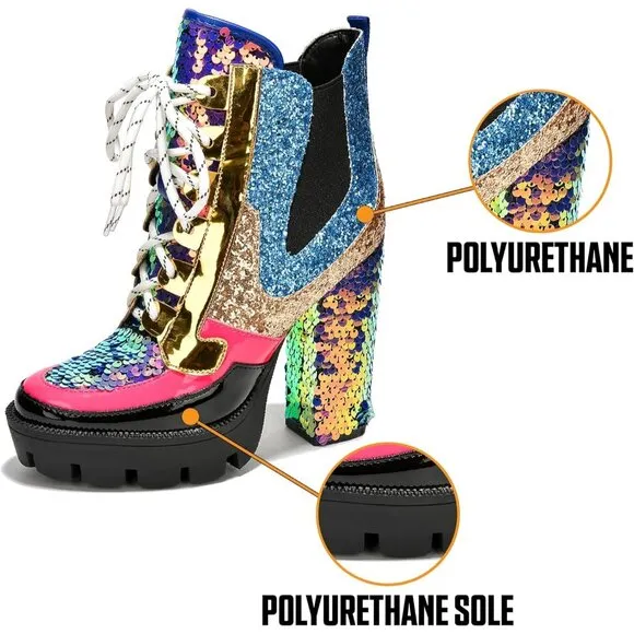 Women Multicolor Vegan Ankle Boots &amp; Booties Rhinestone Cowboy Rubber