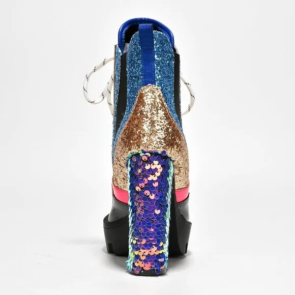 Women Multicolor Vegan Ankle Boots &amp; Booties Rhinestone Cowboy Rubber