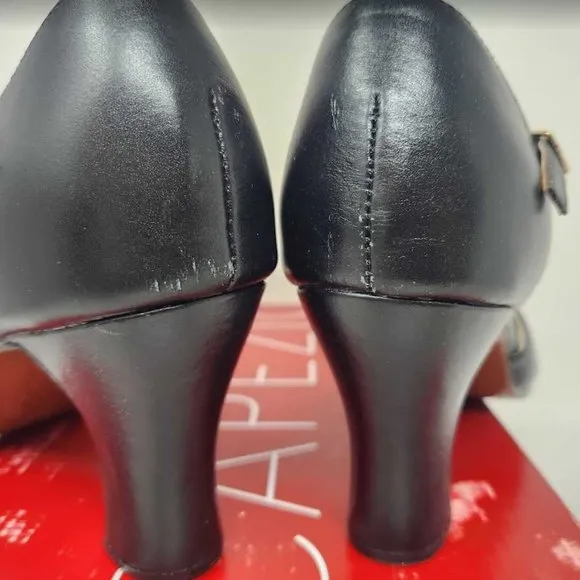 Womens 10 Wide Capezio closed toe t-strap chorus black dance character shoes 10W