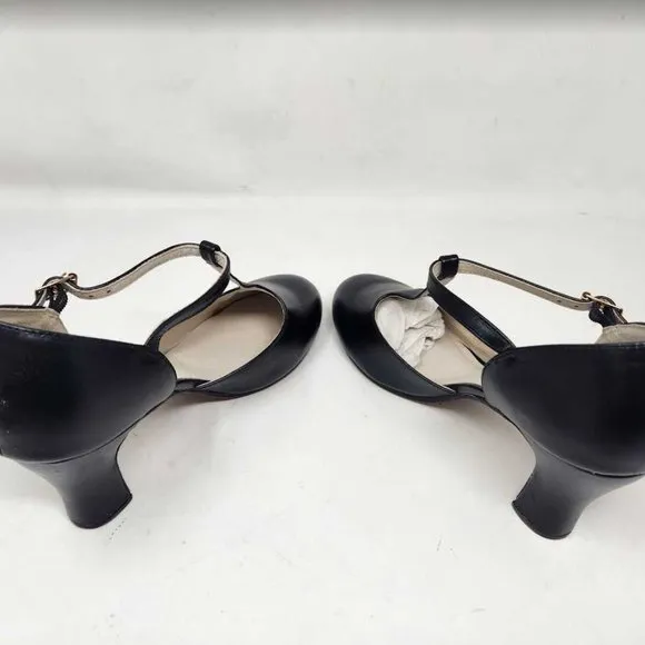 Womens 10 Wide Capezio closed toe t-strap chorus black dance character shoes 10W