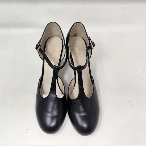 Womens 10 Wide Capezio closed toe t-strap chorus black dance character shoes 10W