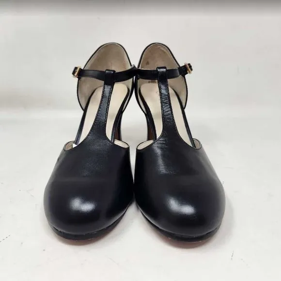 Womens 10 Wide Capezio closed toe t-strap chorus black dance character shoes 10W