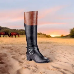 Women’s Boots UNISA Tereza Wide Calf Western Boots Brown Black Riding Boots