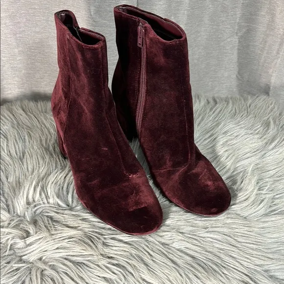 Women's Burgundy Velvet Ankle Boots