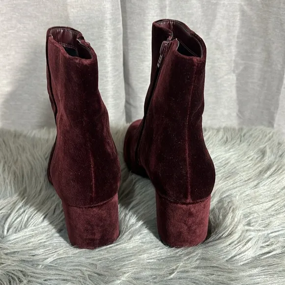 Women's Burgundy Velvet Ankle Boots