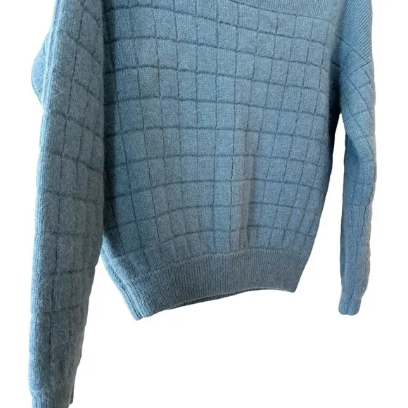 Women's I Love Pretty blue designer boat neck fox fur blend sweater osfm