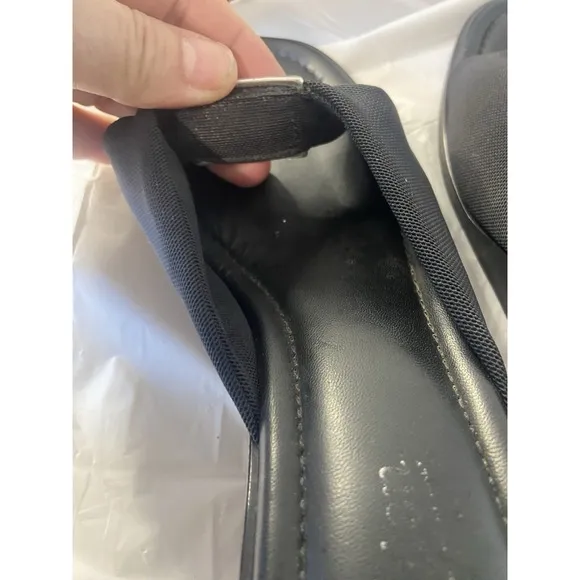 Women's Isabel Brighton Slip-On Wedge Sandals-All Black-Silver Accents-Size 9