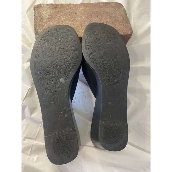 Women's Isabel Brighton Slip-On Wedge Sandals-All Black-Silver Accents-Size 9