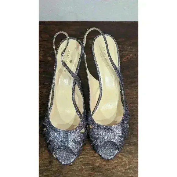 Women's Kate Spade kitten heel sparkle glitter dress shoes size 9B