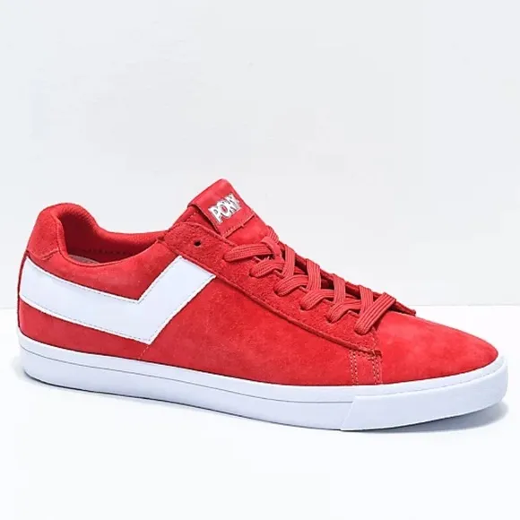 Women's PONY Classic Low Red Suede Shoes Size 7.5