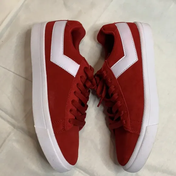 Women's PONY Classic Low Red Suede Shoes Size 7.5