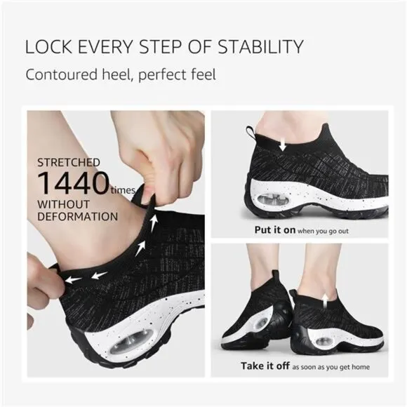 Women's Slip On Breathe Mesh Walking Shoes Sneaker Comfort Wedge Platform Loafer