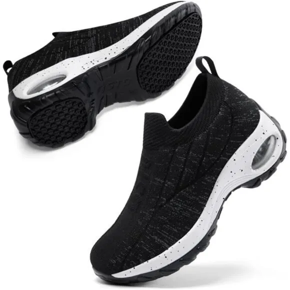 Women's Slip On Breathe Mesh Walking Shoes Sneaker Comfort Wedge Platform Loafer