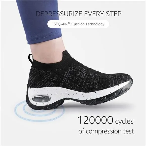 Women's Slip On Breathe Mesh Walking Shoes Sneaker Comfort Wedge Platform Loafer