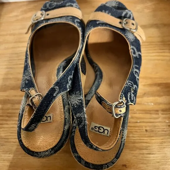 Women's Ugg Noella 1001171 High 5&quot; Wedge Sandals Open Toe size 9