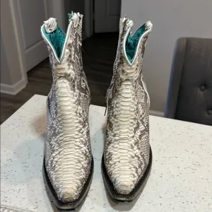 Women's White Snakeskin Boots