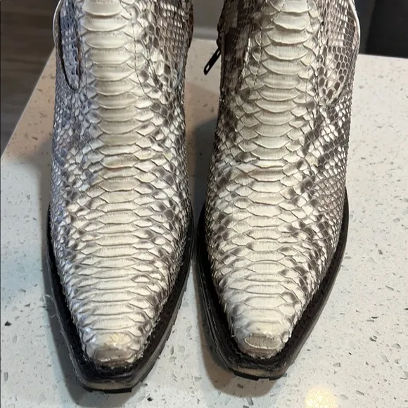 Women's White Snakeskin Boots